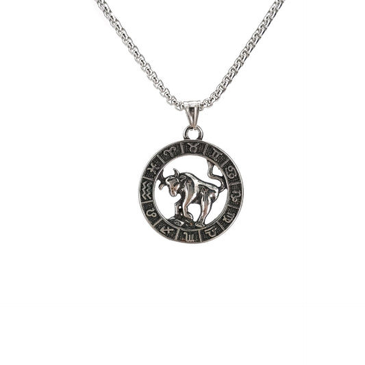 60cm Stainless Steel Vintage Taurus Zodiac Necklaces / KJ0210