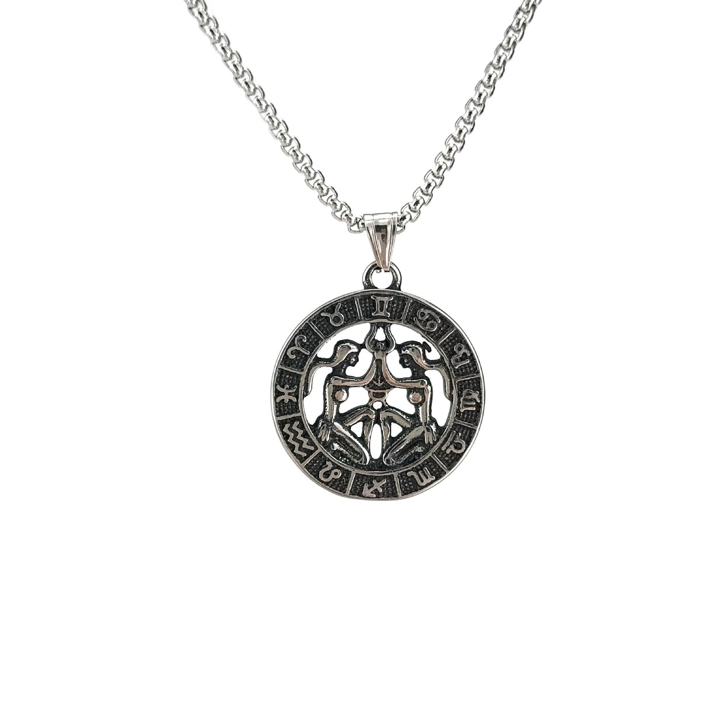 60cm Stainless Steel Vintage Gemini Zodiac Necklaces / KJ0211