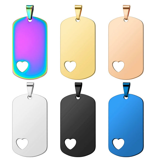 50*28mm Stainless Steel Blank Hollow Heart Military Dog Tags ( pk of 10 ) / KT0011