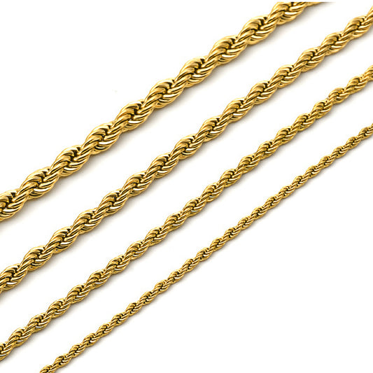 2-5mm 18K Gold PVD Stainless Steel Rope Chain Necklace / KJ0221