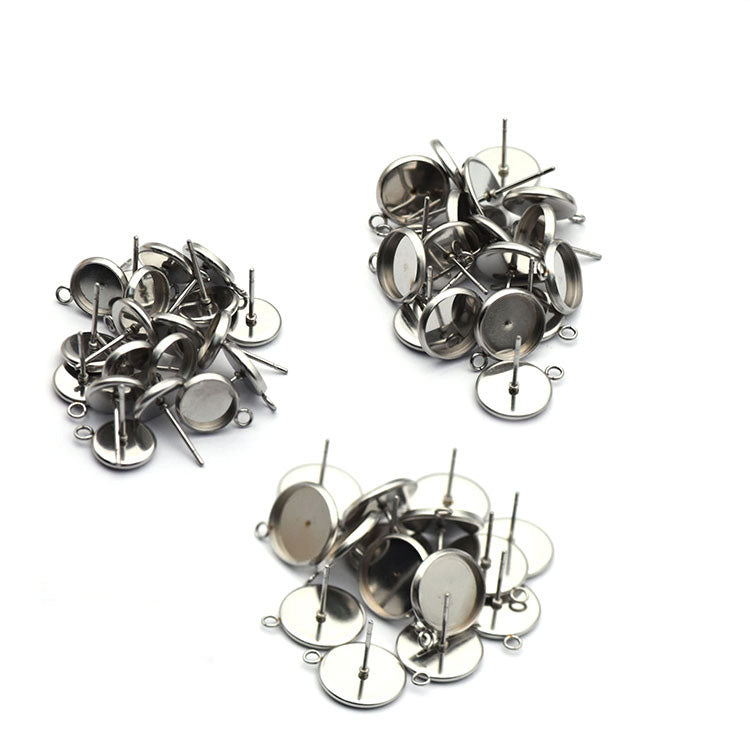 6-16mm Stainless Steel Earring Studs Base With Loop (pack of 100) / EF0010