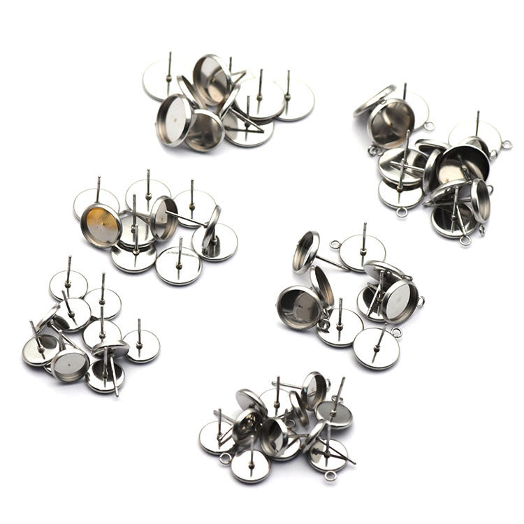 6-16mm Stainless Steel Earring Studs Base With Loop (pack of 100) / EF0010