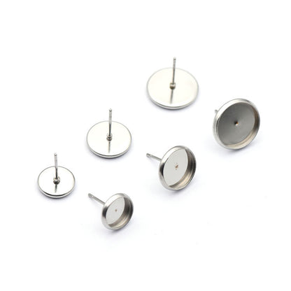 6-16mm Stainless Steel Earring Studs Base (pack of 100) / EF0009