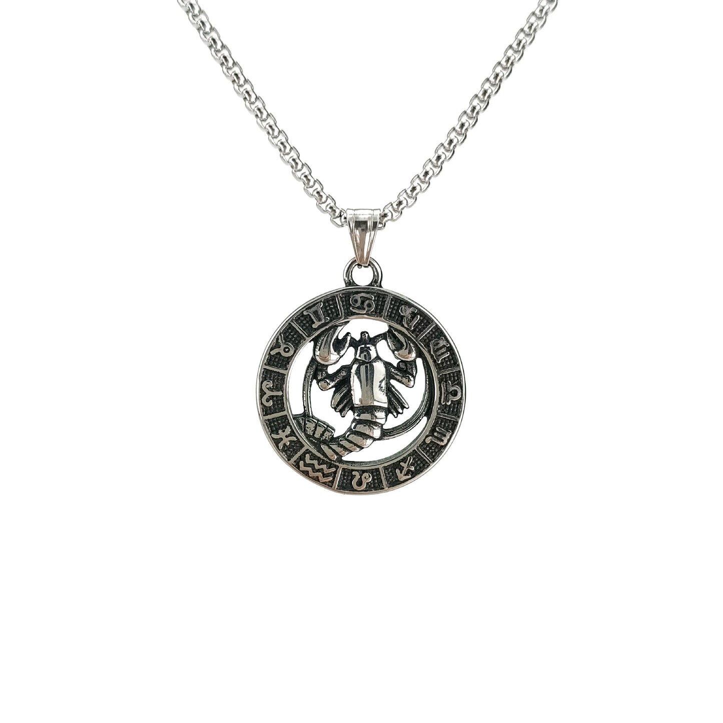 60cm Stainless Steel Vintage Cancer Zodiac Necklace / KJ0212