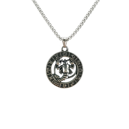 60cm Stainless Steel Vintage Cancer Zodiac Necklace / KJ0212