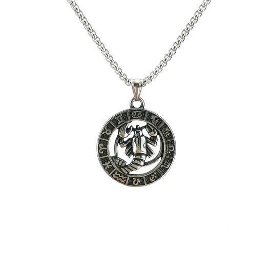 60cm Stainless Steel Vintage Cancer Zodiac Necklace / KJ0212