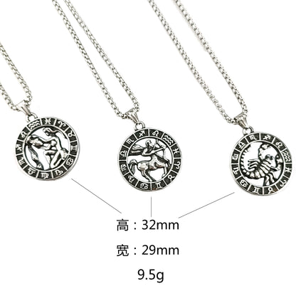 60cm Stainless Steel Vintage Cancer Zodiac Necklace / KJ0212