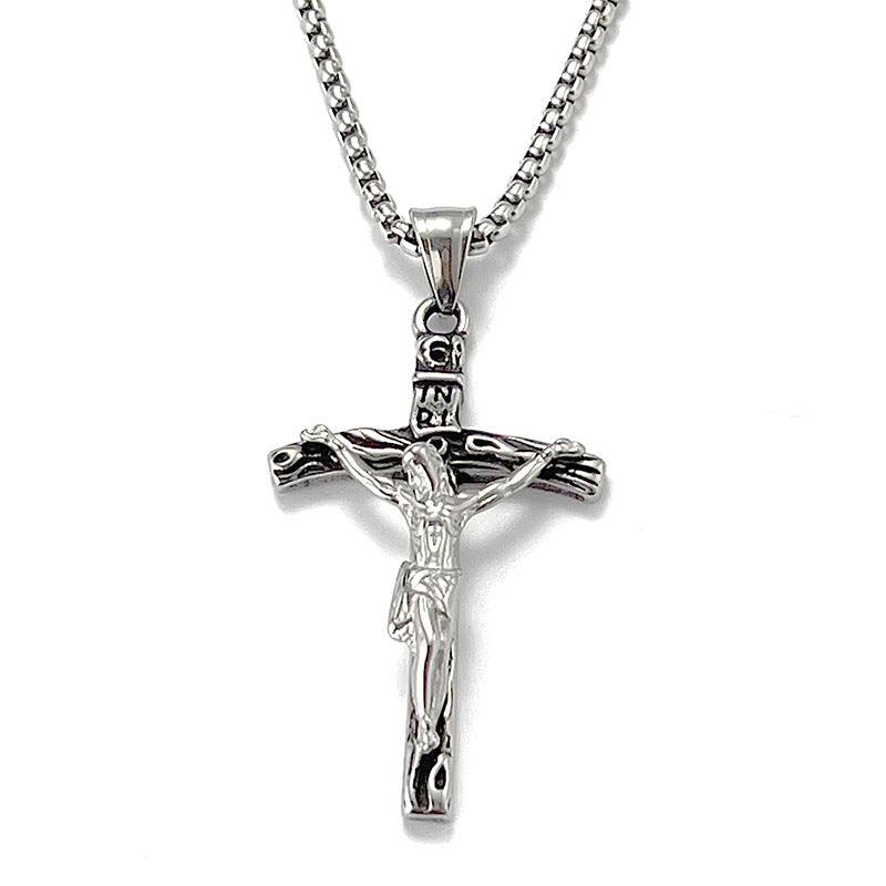 No.7 Stainless Steel Vintage Cross Pendant Necklace / KJ0203