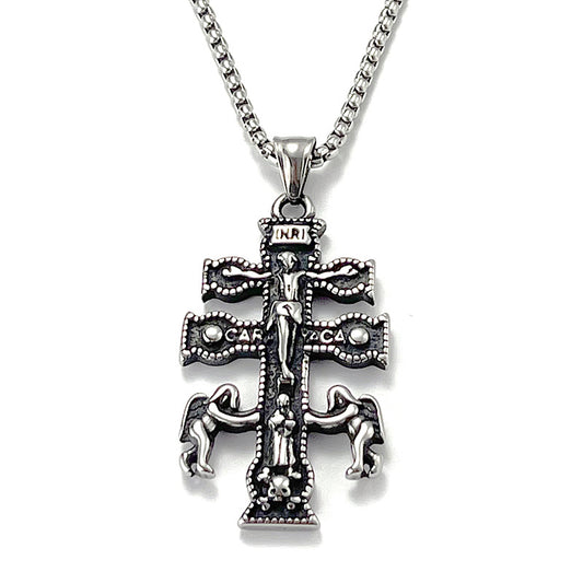 No.8 Stainless Steel Vintage Cross Pendant Necklace / KJ0204