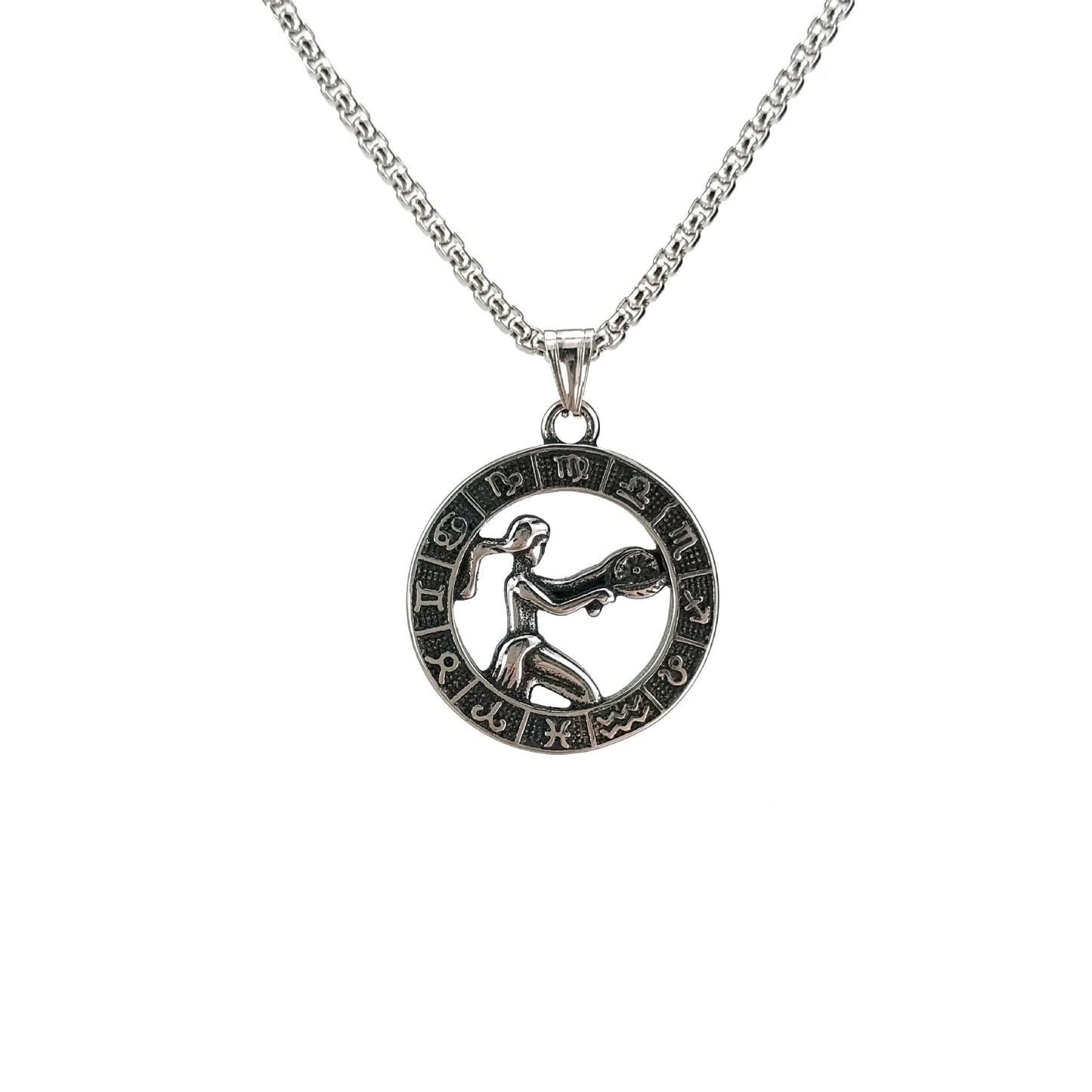 60cm Stainless Steel Vintage Virgo Zodiac Necklaces / KJ0214