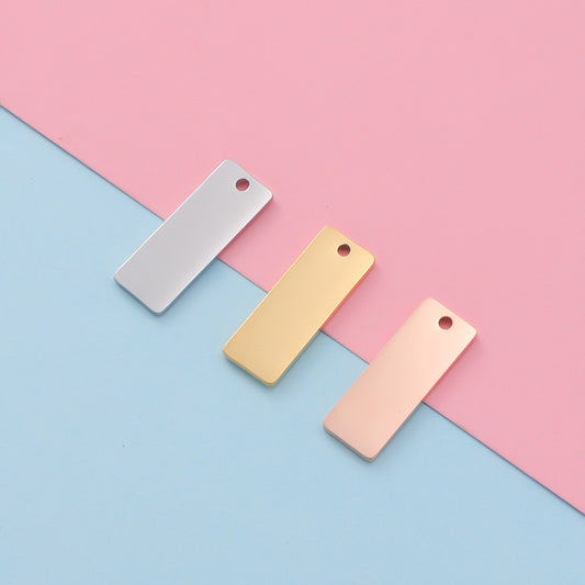 8x22mm Engravable Blank Stainless Steel Square Shape Tag Pendant