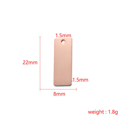 8x22mm Engravable Blank Stainless Steel Square Shape Tag Pendant