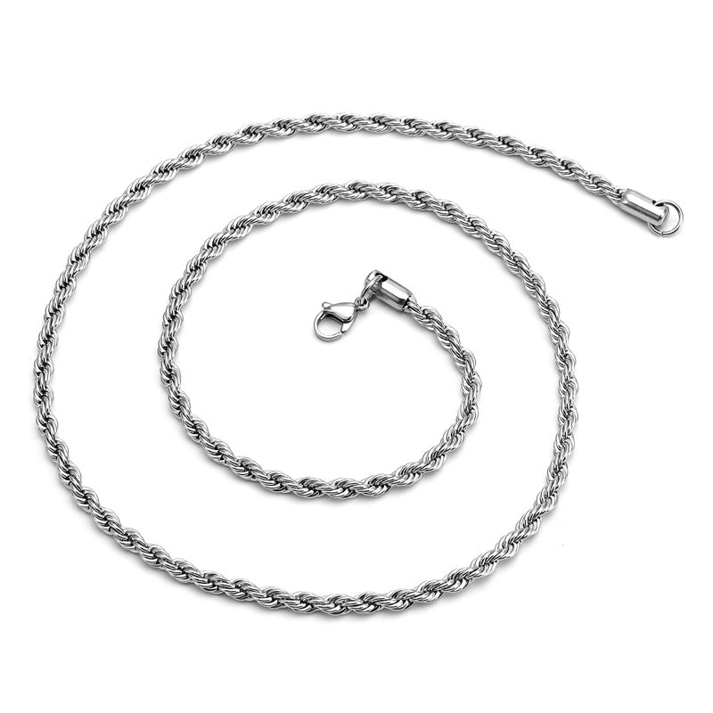 2-5mm Stainless Steel Rope Chain Necklace / KJ0222