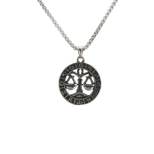 60cm Stainless Steel Vintage Libra Zodiac Necklaces / KJ0215