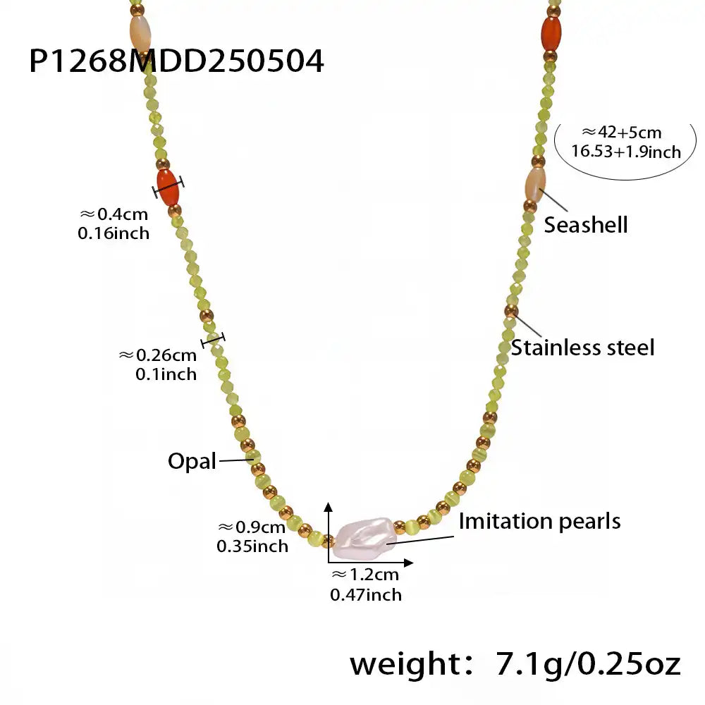 Nautral Stone Beaded Necklace / 25004002