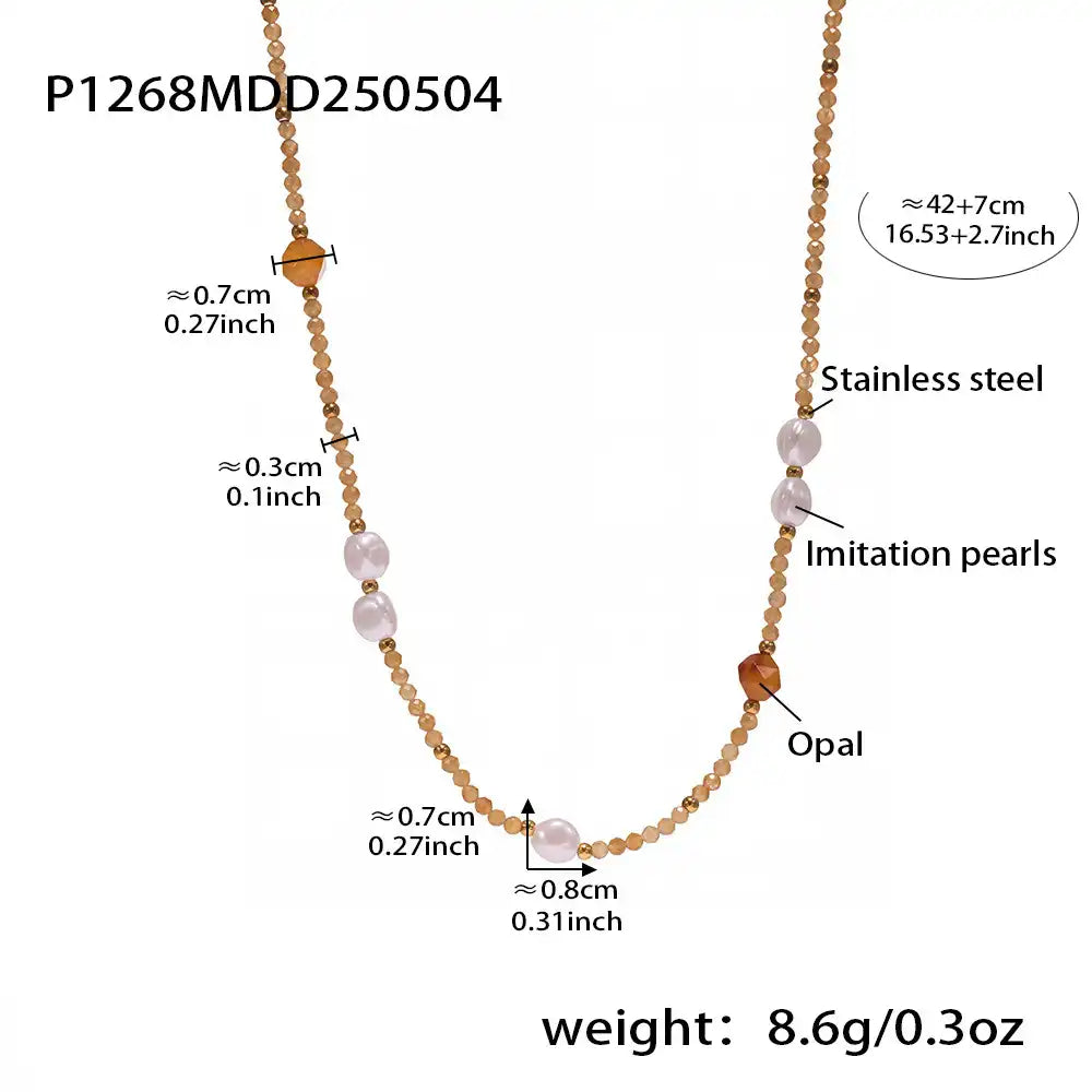 Nautral Stone Beaded Necklace / 25004002