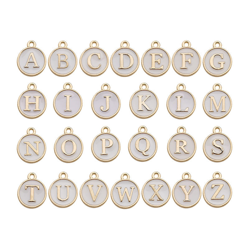 Alloy 26 White Letters DIY Jewelry Making Pendants (pack of 10)