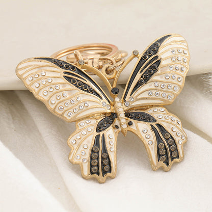 Alloy Enamel Butterfly Crystal Pendant Keychain / 2pcs