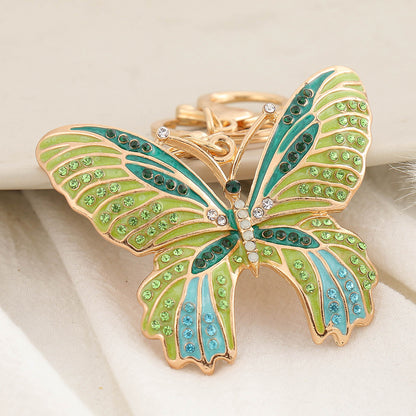 Alloy Enamel Butterfly Crystal Pendant Keychain / 2pcs