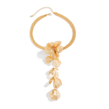 Alloy Chain GinkGo Leaf Flower Necklace