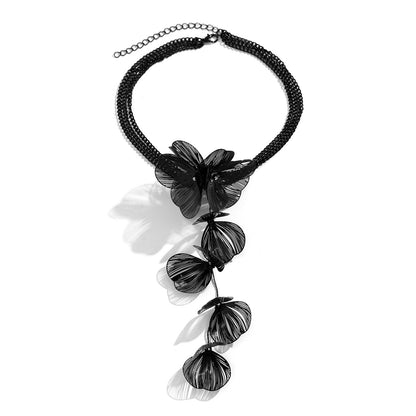 Alloy Chain GinkGo Leaf Flower Necklace