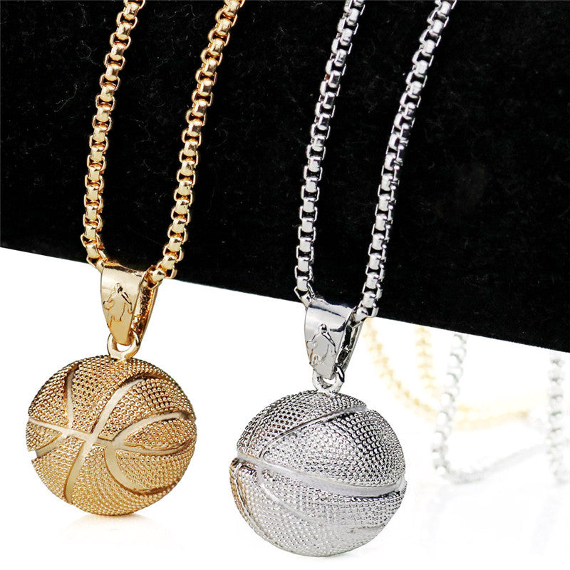 Alloy Punk Style Sports Basketball Pendant Necklace