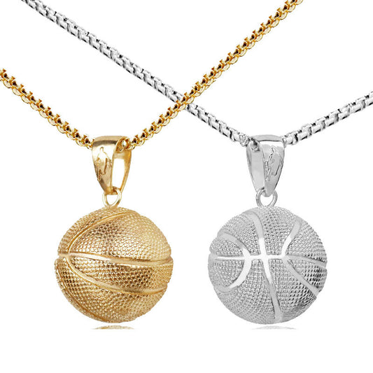 Alloy Punk Style Sports Basketball Pendant Necklace