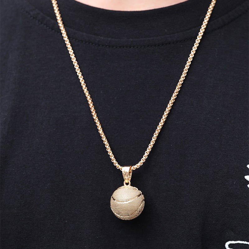 Alloy Punk Style Sports Basketball Pendant Necklace