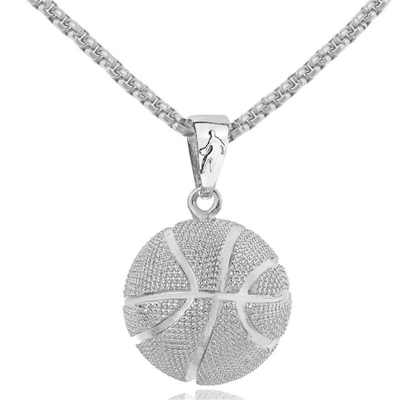 Alloy Punk Style Sports Basketball Pendant Necklace