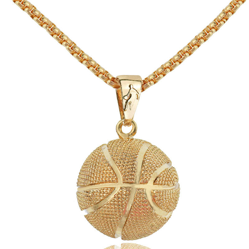 Alloy Punk Style Sports Basketball Pendant Necklace