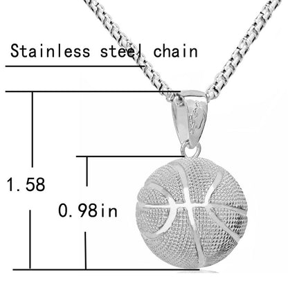 Alloy Punk Style Sports Basketball Pendant Necklace