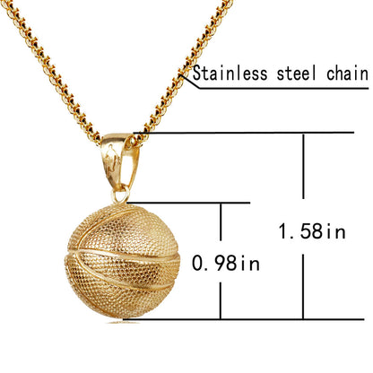 Alloy Punk Style Sports Basketball Pendant Necklace