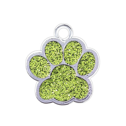 Alloy Shiny Engravable Paw Shape Cat Dog Tags With Keyring ( pk of 10 ) / KT1002