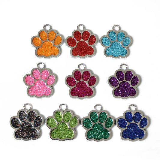 Alloy Shiny Engravable Paw Shape Cat Dog Tags ( pk of 10 ) / KT1001
