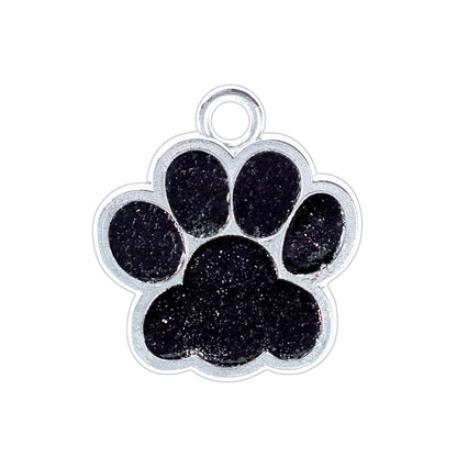 Alloy Shiny Engravable Paw Shape Cat Dog Tags With Keyring ( pk of 10 ) / KT1002