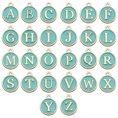 Alloy 26 Green Letters DIY Jewelry Making Pendants (pack of 10)