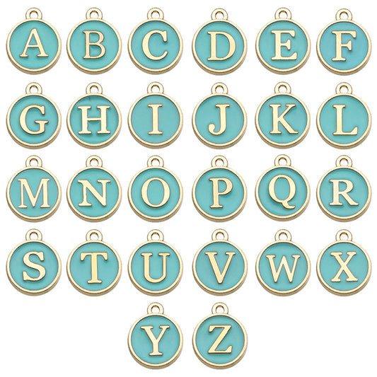Alloy 26 Green Letters DIY Jewelry Making Pendants (pack of 10)