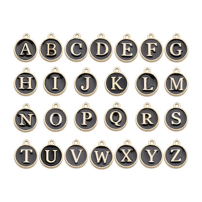Alloy 26 Black Letters DIY Jewelry Making Pendants (pack of 10)