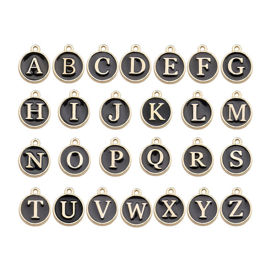Alloy 26 Black Letters DIY Jewelry Making Pendants (pack of 10)