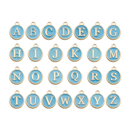 Alloy 26 Blue Letters DIY Jewelry Making Pendants (pack of 10)