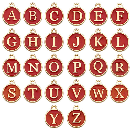 Alloy 26 Red Letters DIY Jewelry Making Pendants (pack of 10)