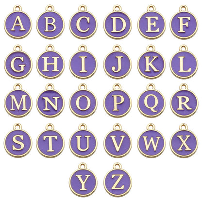 Alloy 26 Purple Letters DIY Jewelry Making Pendants (pack of 10)