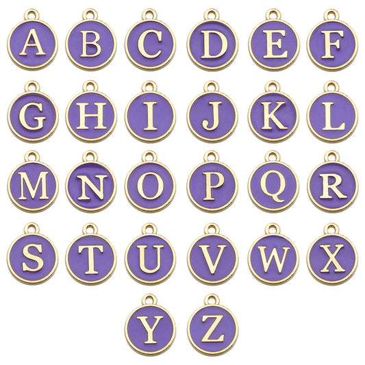 Alloy 26 Purple Letters DIY Jewelry Making Pendants (pack of 10)
