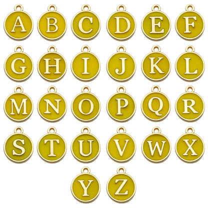 Alloy 26 Yellow Letters DIY Jewelry Making Pendants (pack of 10)