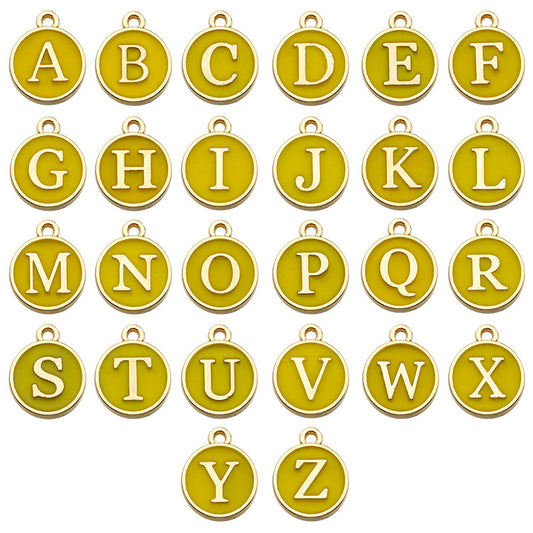 Alloy 26 Yellow Letters DIY Jewelry Making Pendants (pack of 10)