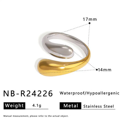 Bicolor Hollow Asymmetric Stainless Steel Ring / 25204008