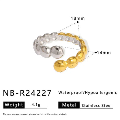 Bicolor Hollow Asymmetric Stainless Steel Ring / 25204008