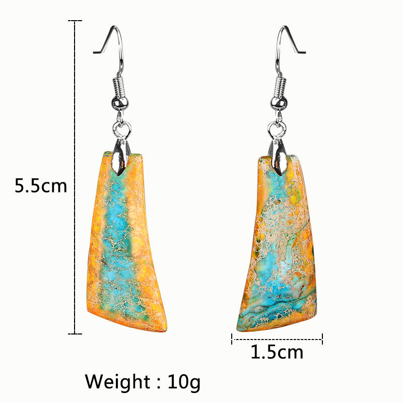 Bohemian Style with Irregular Emperor Stone Dangle Earrings  / DE0001