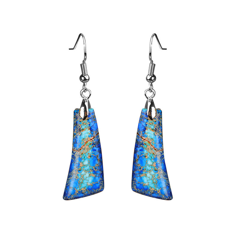 Bohemian Style with Irregular Emperor Stone Dangle Earrings  / DE0001