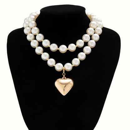 CCB Beads Necklace With Heart Pendant